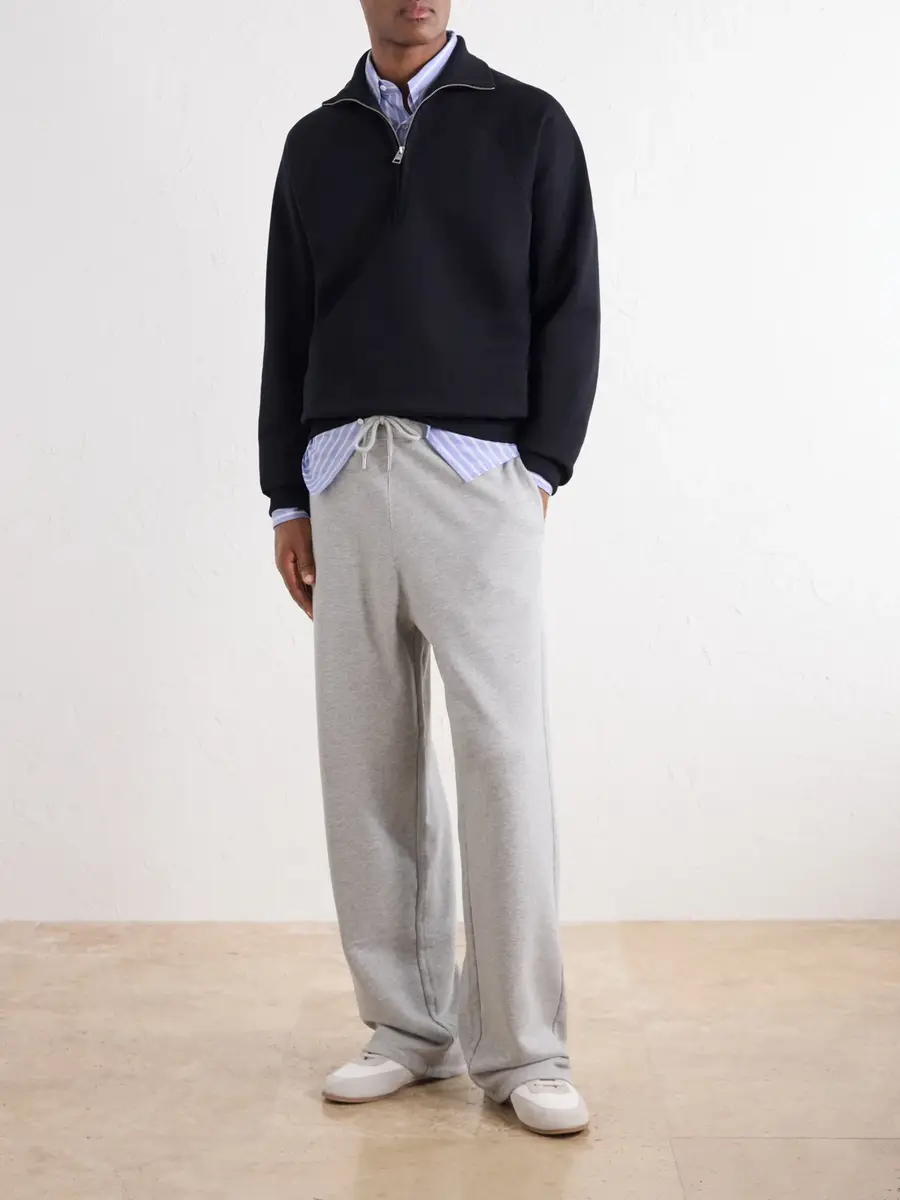 AMI PARIS Straight-Leg Cotton-Blend Jersey Sweatpants - Men | Thumbnail 2
