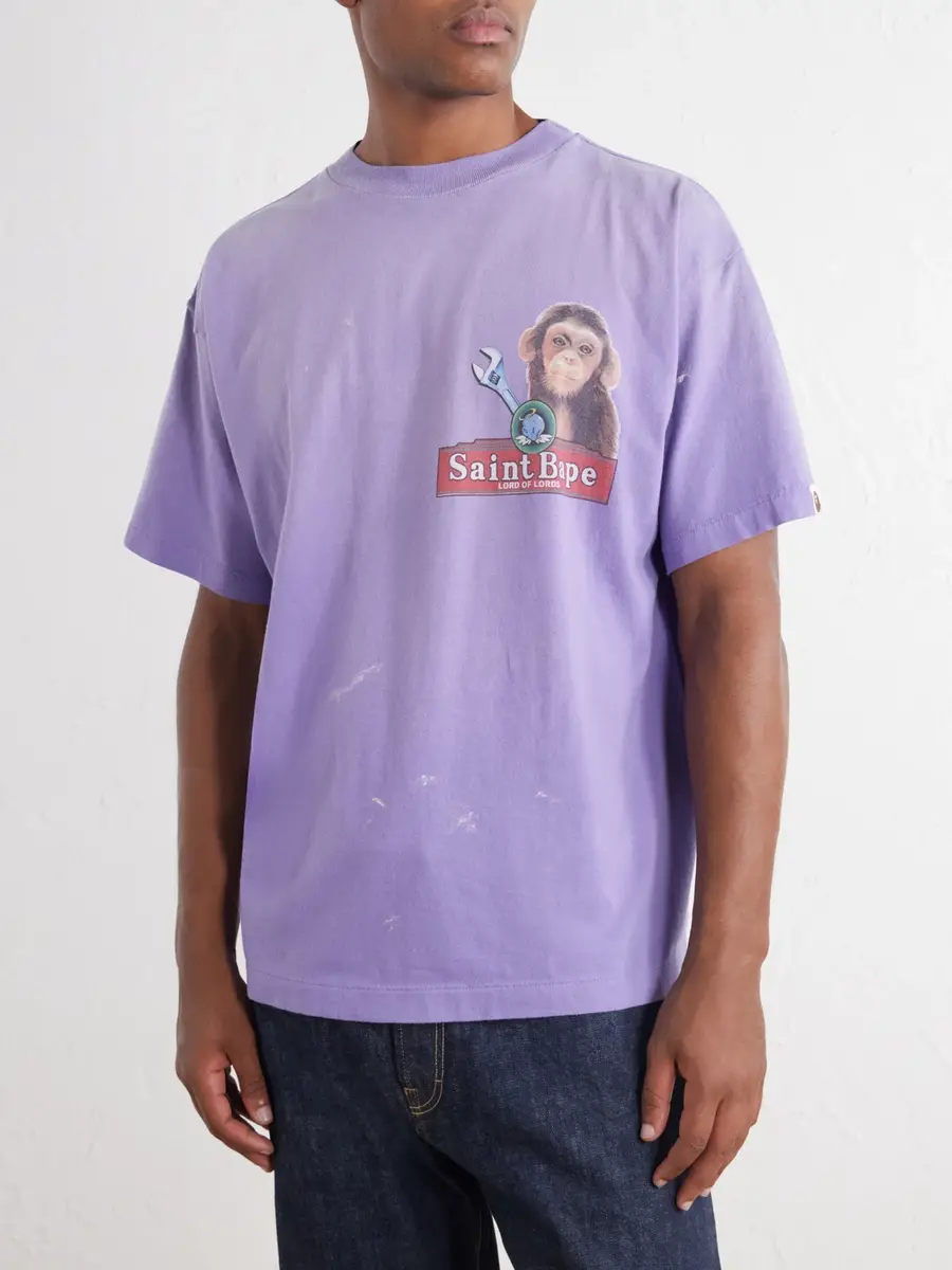 SAINT Mxxxxxx BAPE® House Paint-Splattered Printed Cotton-Jersey T-Shirt - Men | Thumbnail 3 SAINT Mxxxxxx BAPE® House Paint-Splattered Printed Cotton-Jersey T-Shirt - Men | Thumbnail 3