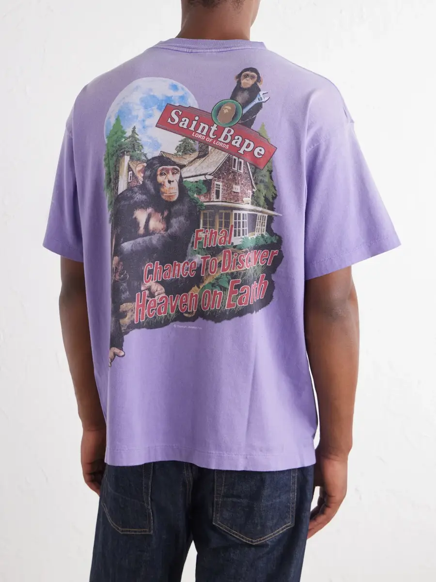SAINT Mxxxxxx BAPE® House Paint-Splattered Printed Cotton-Jersey T-Shirt - Men | Thumbnail 4 SAINT Mxxxxxx BAPE® House Paint-Splattered Printed Cotton-Jersey T-Shirt - Men | Thumbnail 4