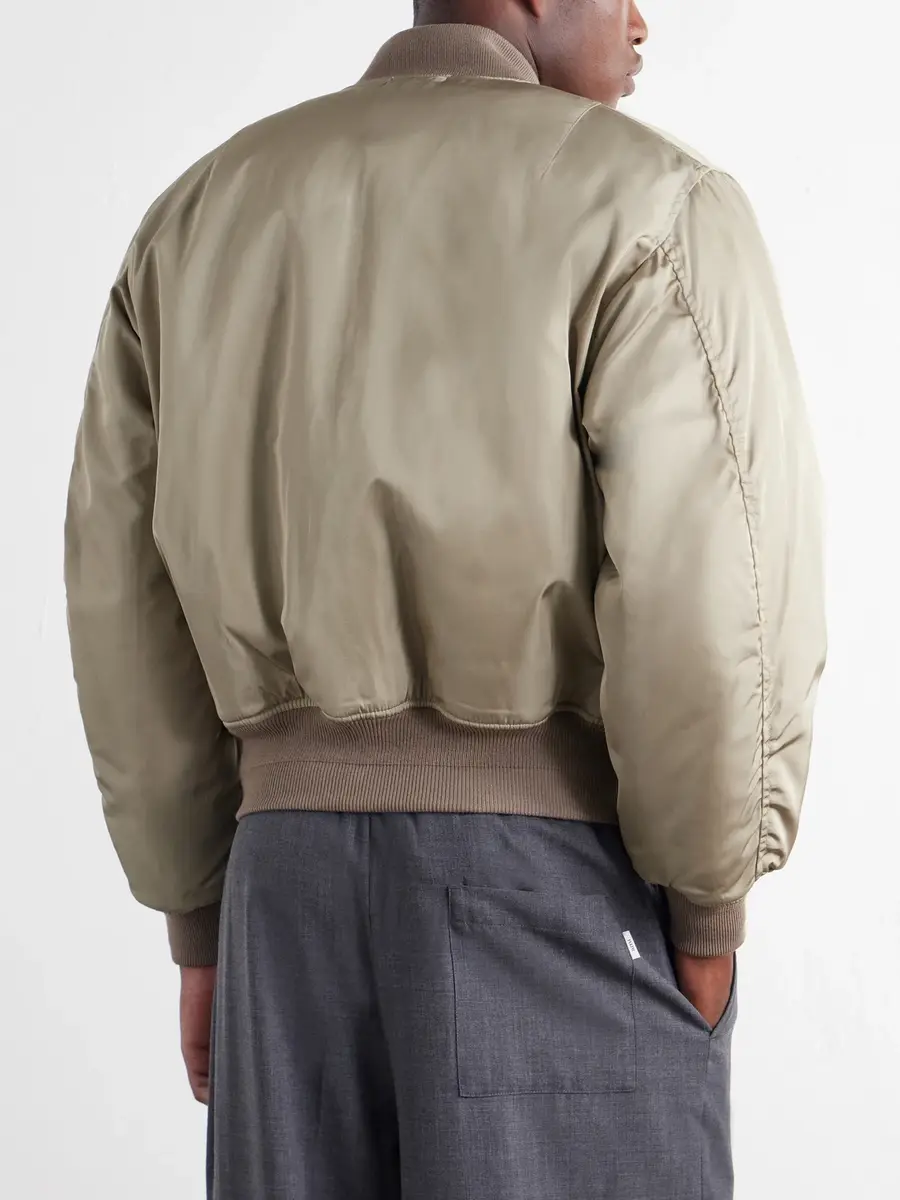 Auralee Shearling-Trimmed Silk-Twill Bomber Jacket - Men | Thumbnail 4 Auralee Shearling-Trimmed Silk-Twill Bomber Jacket - Men | Thumbnail 4