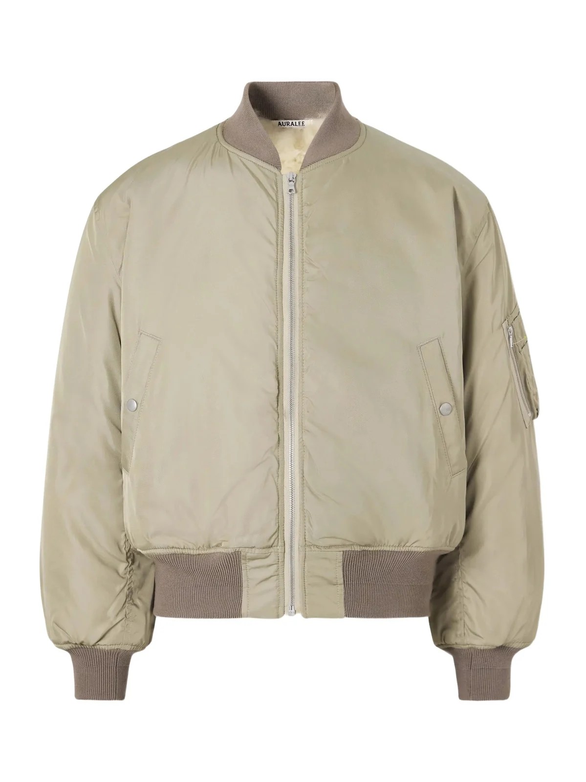 Auralee Shearling-Trimmed Silk-Twill Bomber Jacket - Men