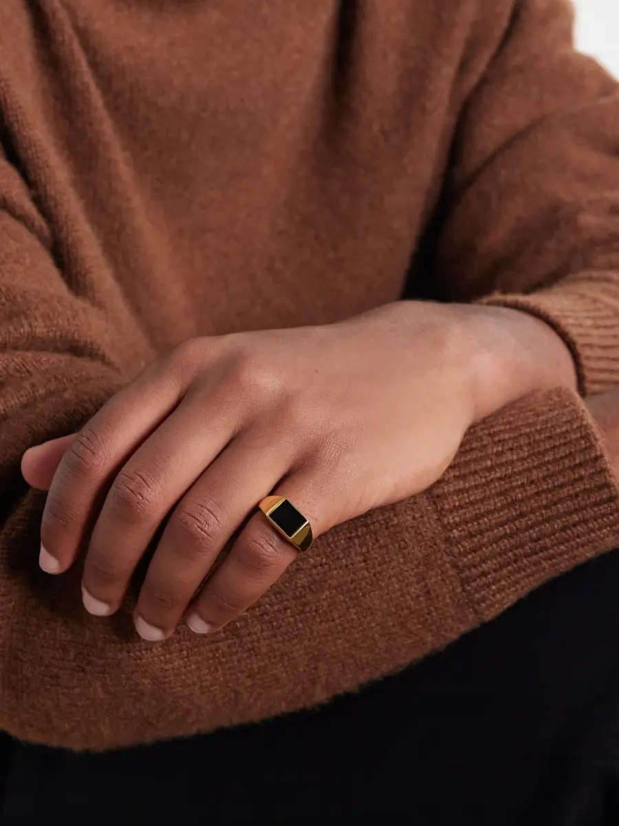 Mikia Gold-Plated Sterling Silver Onyx Ring - Men | Thumbnail 2 Mikia Gold-Plated Sterling Silver Onyx Ring - Men | Thumbnail 2