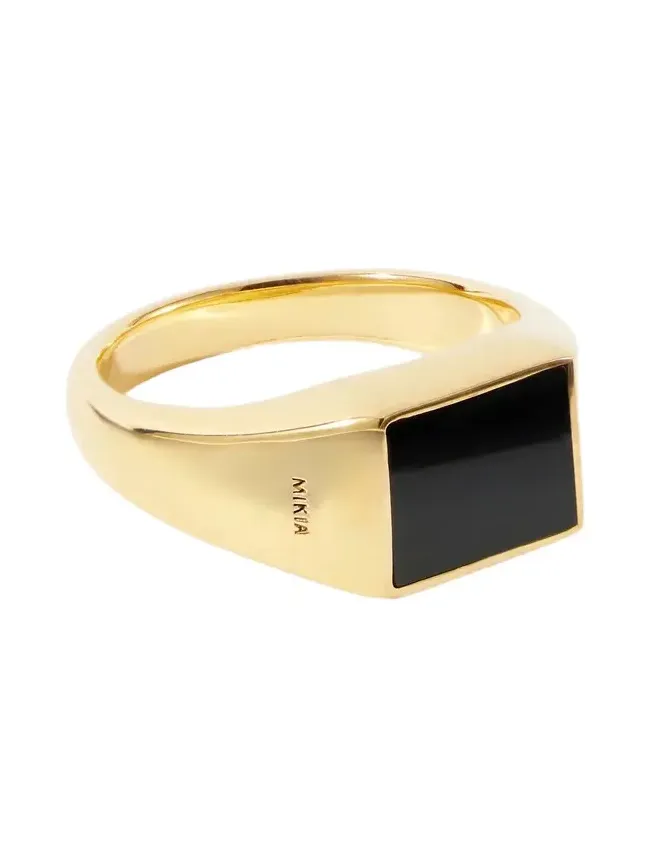 Gold-Plated Sterling Silver Onyx Ring - Men Gold-Plated Sterling Silver Onyx Ring - Men