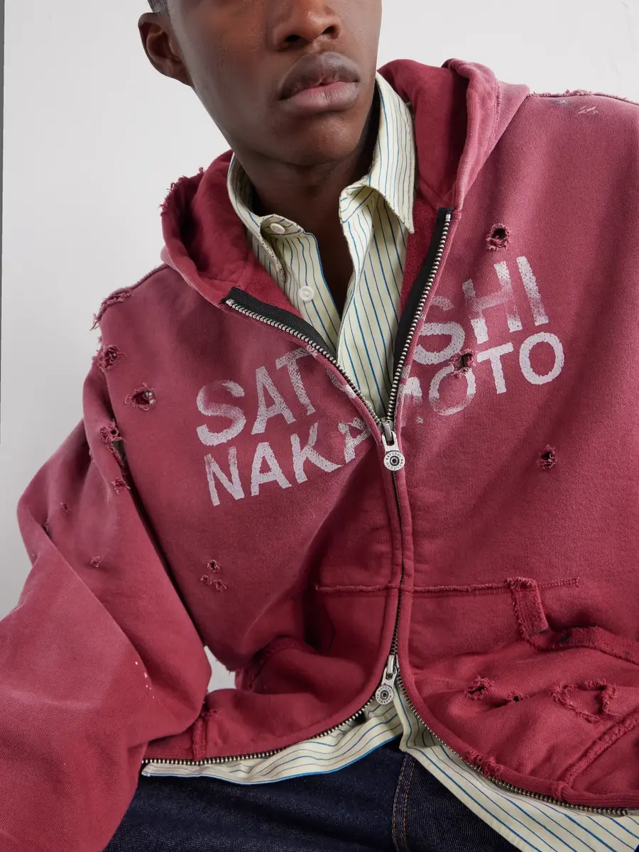 Satoshi Nakamoto Luke Logo-Print Distressed Paint-Splattered Cotton-Jersey Zip-Up Hoodie - Men | Thumbnail 5 Satoshi Nakamoto Luke Logo-Print Distressed Paint-Splattered Cotton-Jersey Zip-Up Hoodie - Men | Thumbnail 5
