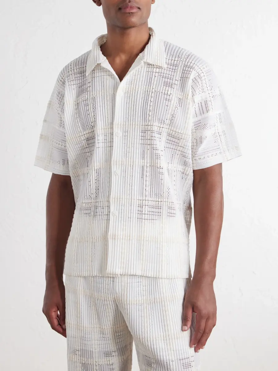 Homme Plissé Issey Miyake Pleated Lace Grid Mesh Shirt - Men | Thumbnail 3 Homme Plissé Issey Miyake Pleated Lace Grid Mesh Shirt - Men | Thumbnail 3