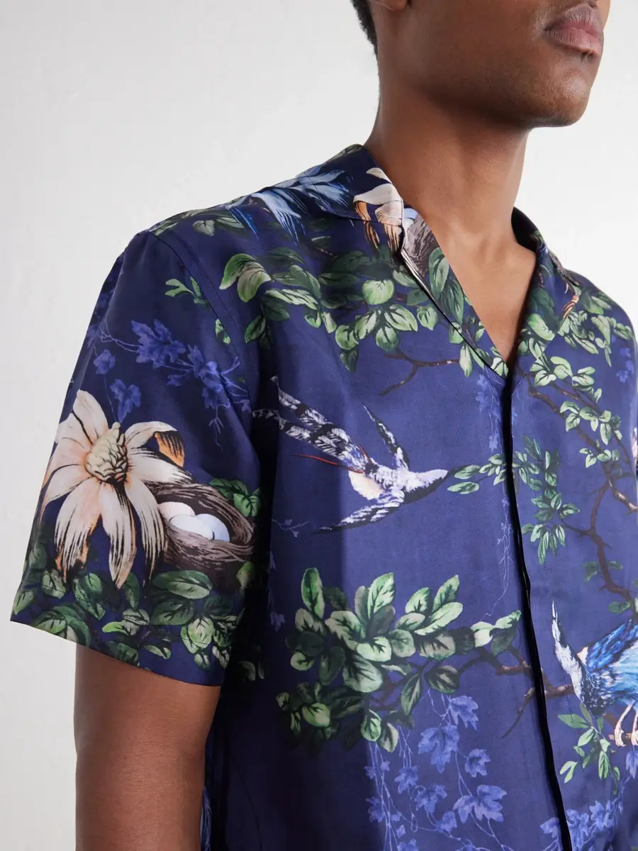 Orlebar Brown Maitan Camp-Collar Printed Silk Shirt - Men | Thumbnail 5