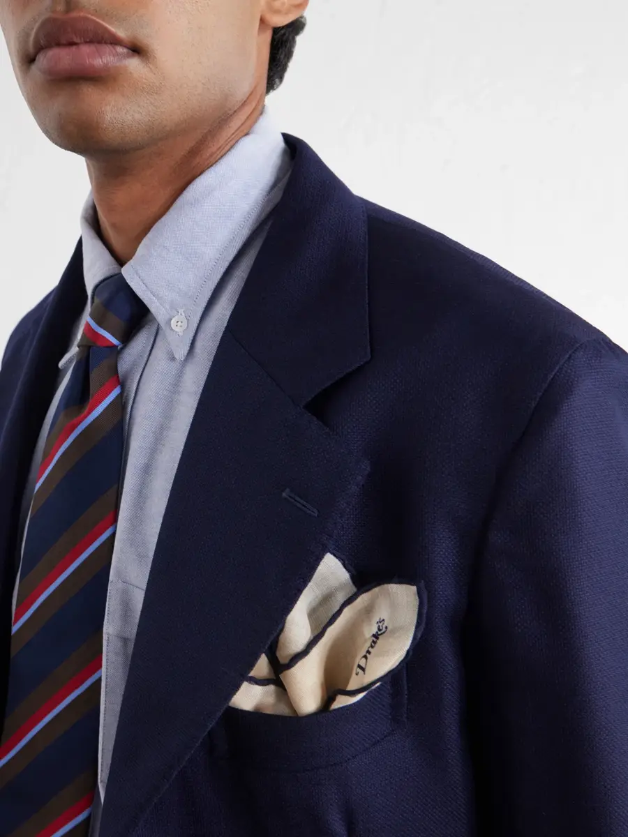 Drake's Logo-Print Silk and Wool-Blend Gauze Pocket Square - Men | Thumbnail 2