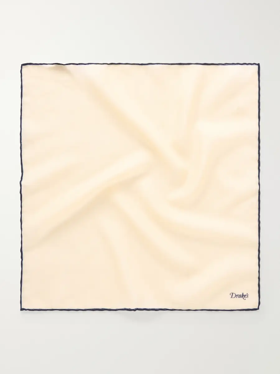 Drake's Logo-Print Silk and Wool-Blend Gauze Pocket Square - Men | Thumbnail 3