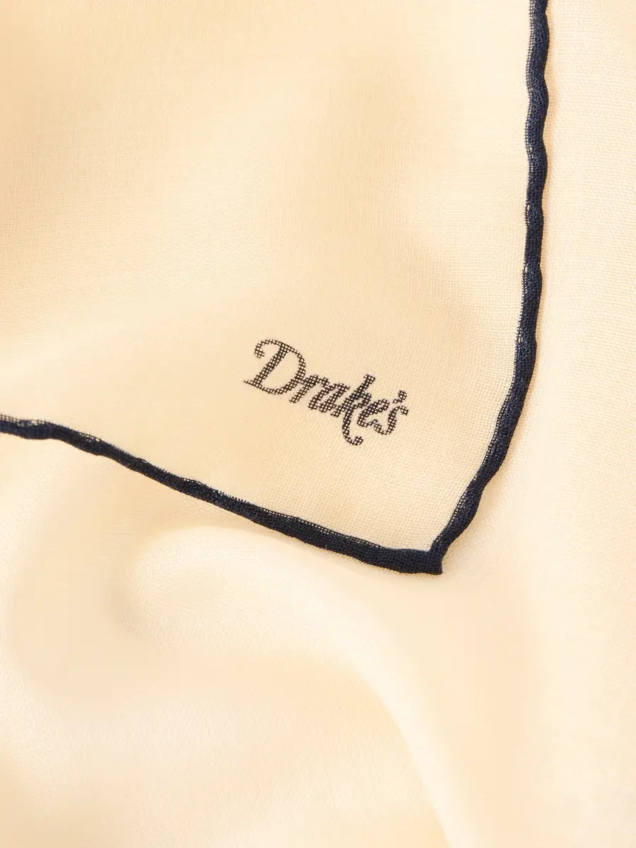 Drake's Logo-Print Silk and Wool-Blend Gauze Pocket Square - Men | Thumbnail 4