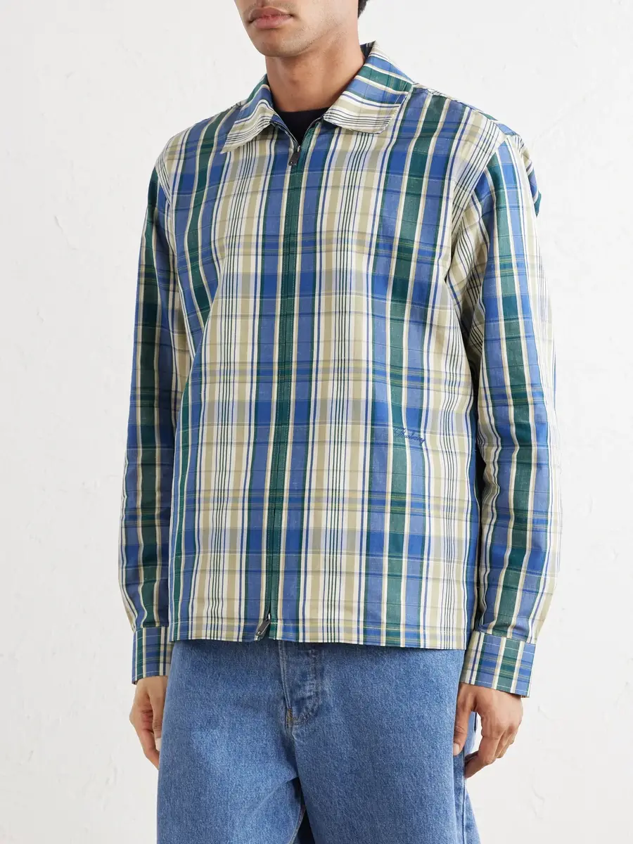 Burberry Logo-Embroidered Checked Cotton and Linen-Blend Jacket - Men | Thumbnail 3