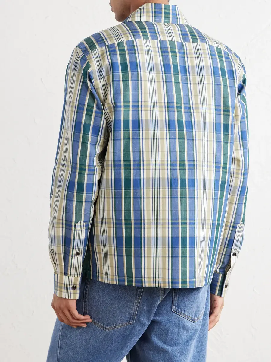 Burberry Logo-Embroidered Checked Cotton and Linen-Blend Jacket - Men | Thumbnail 4