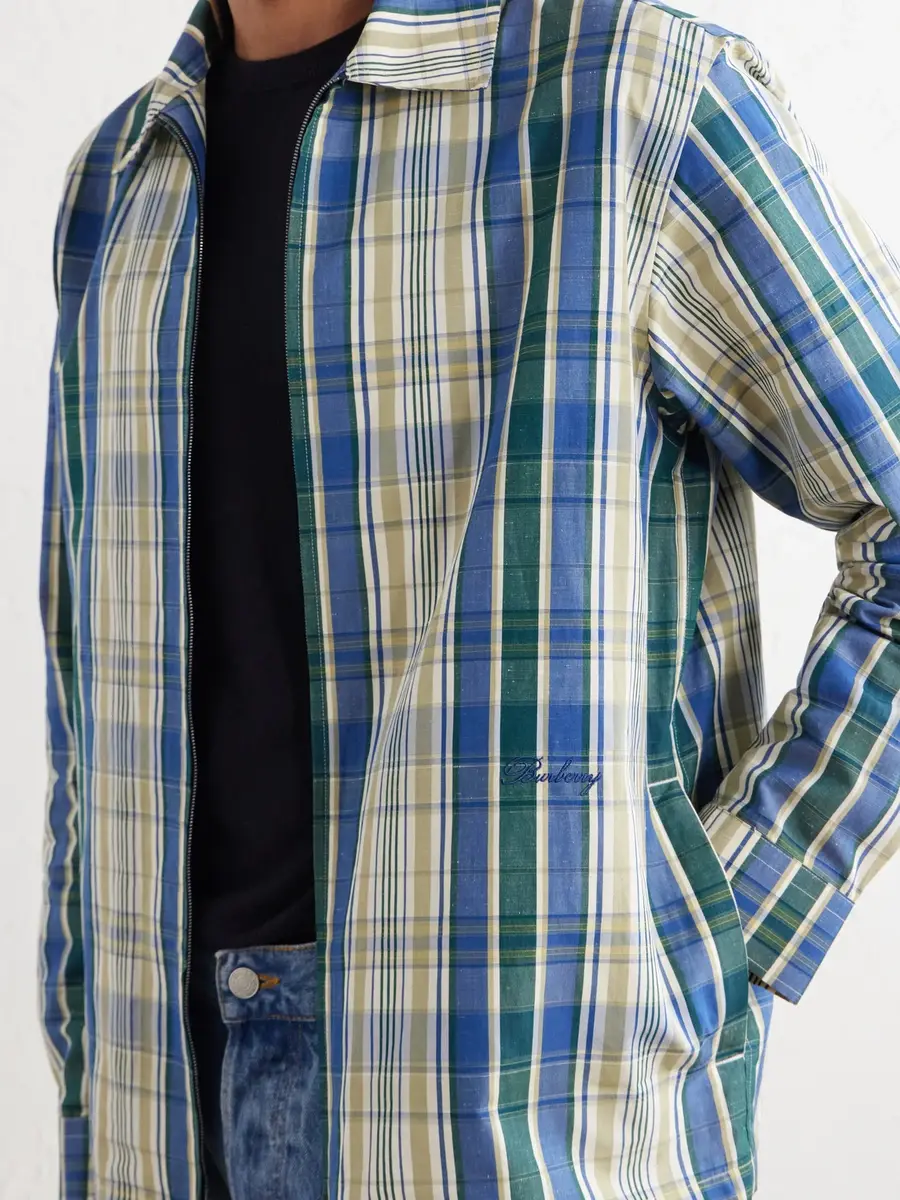 Burberry Logo-Embroidered Checked Cotton and Linen-Blend Jacket - Men | Thumbnail 5