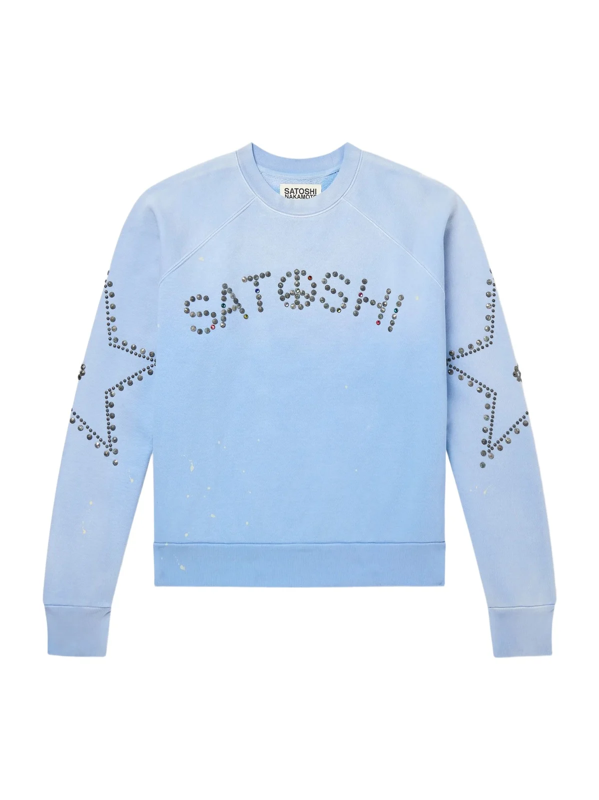 Satoshi Nakamoto Star Stud-Embellished Paint-Splattered Cotton-Jersey Sweater - Men