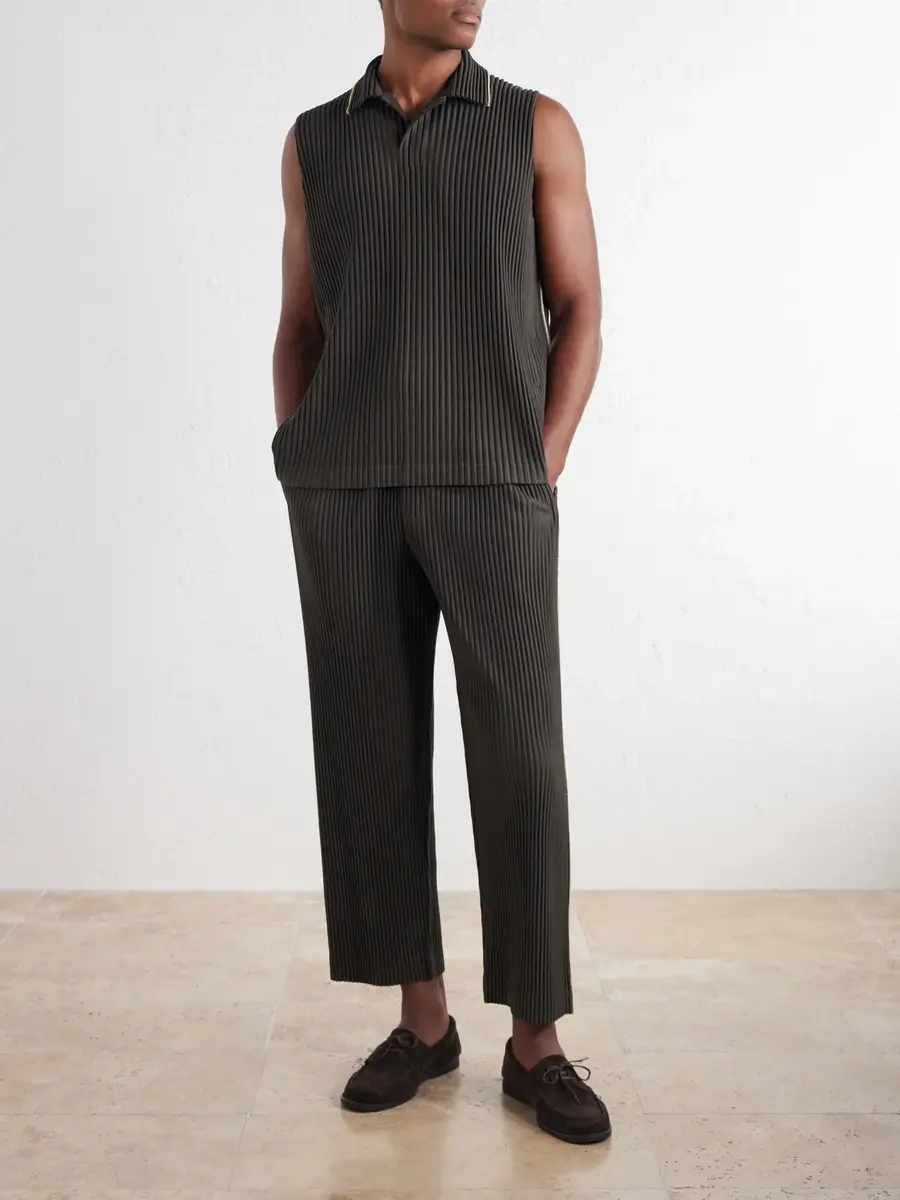 Homme Plissé Issey Miyake Straight-Leg Embroidered Plissé Trousers - Men | Thumbnail 2 Homme Plissé Issey Miyake Straight-Leg Embroidered Plissé Trousers - Men | Thumbnail 2