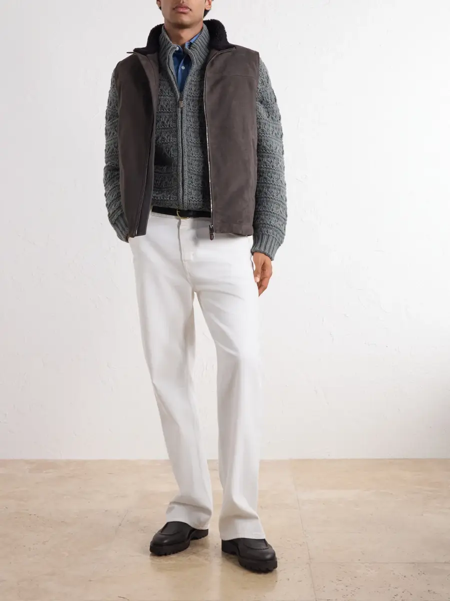 Canali Padded Shearling-Trimmed Suede Gilet - Men | Thumbnail 2