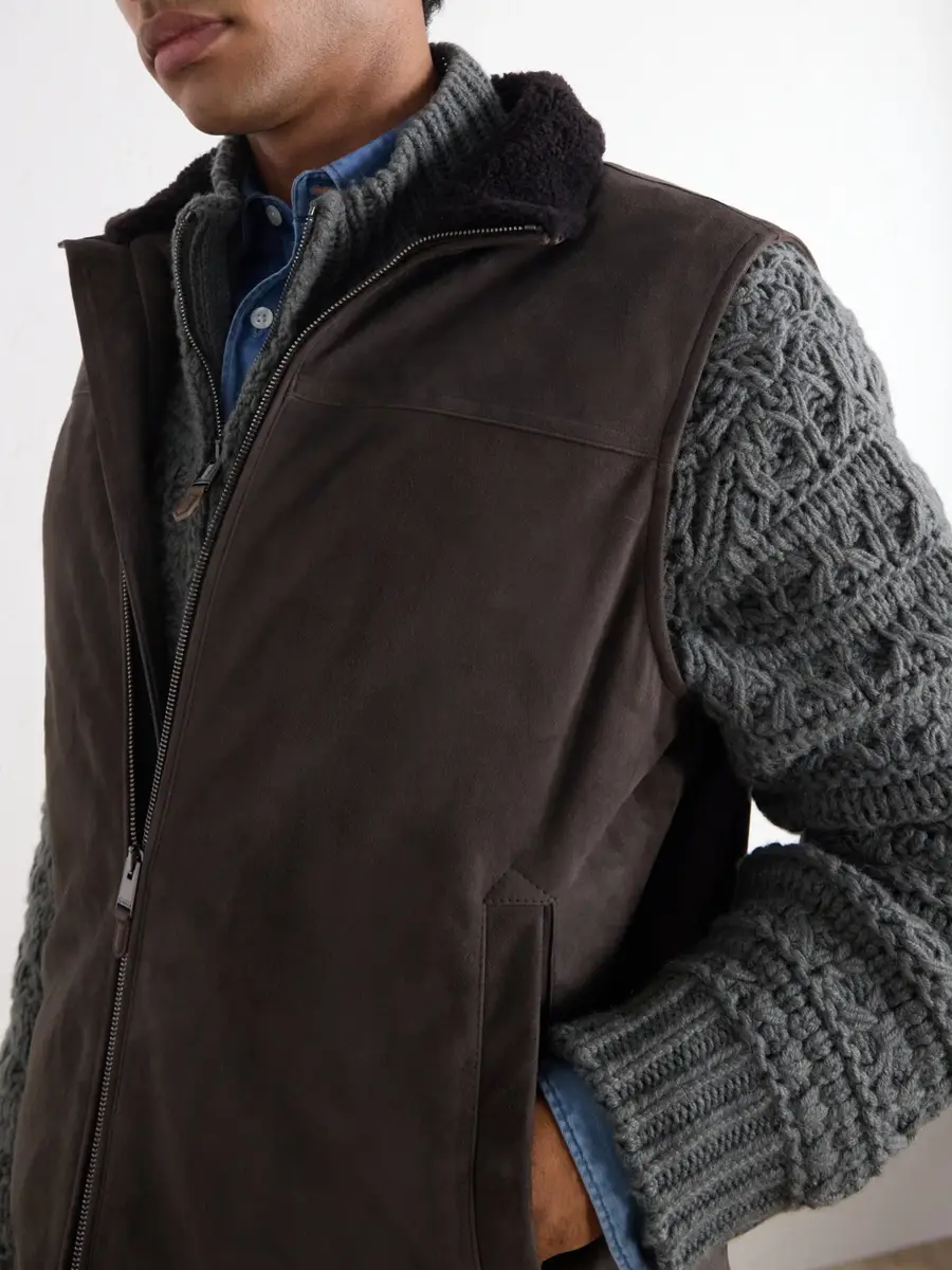 Canali Padded Shearling-Trimmed Suede Gilet - Men | Thumbnail 5