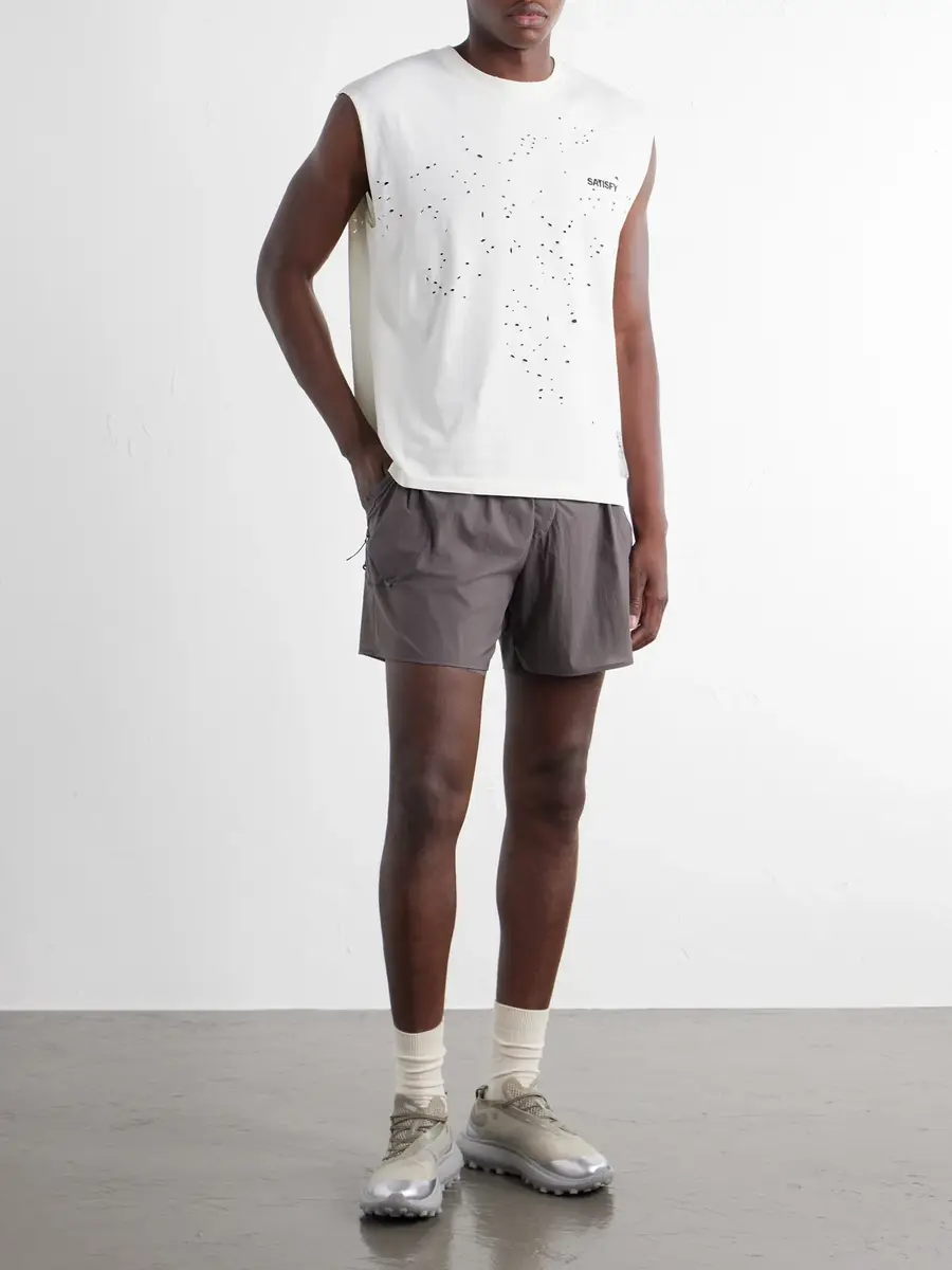 Satisfy Distressed Logo-Print MothTech™ Organic Cotton-Jersey Tank Top - Men | Thumbnail 2