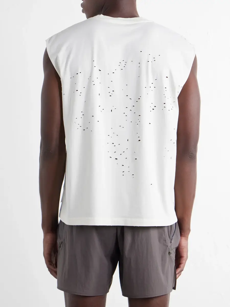 Satisfy Distressed Logo-Print MothTech™ Organic Cotton-Jersey Tank Top - Men | Thumbnail 4