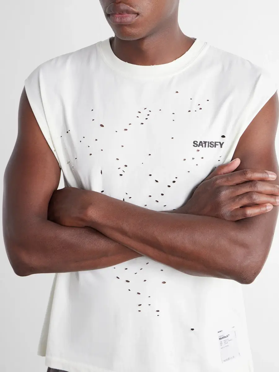 Satisfy Distressed Logo-Print MothTech™ Organic Cotton-Jersey Tank Top - Men | Thumbnail 5