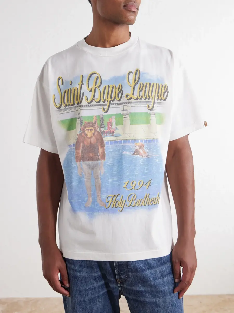 SAINT Mxxxxxx BAPE® Pool Printed Cotton-Jersey T-Shirt - Men | Thumbnail 3 SAINT Mxxxxxx BAPE® Pool Printed Cotton-Jersey T-Shirt - Men | Thumbnail 3