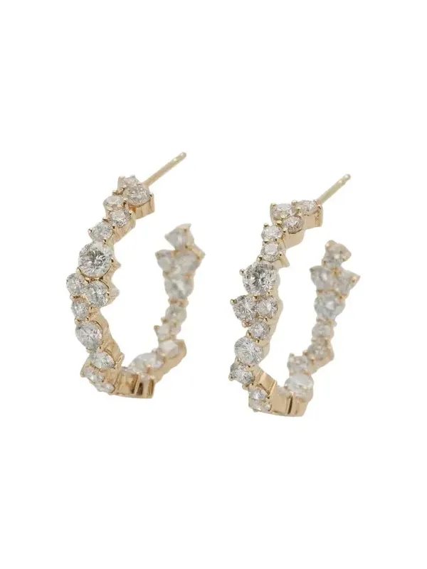 14k Gold 50-Diamond Hoop Earrings 14k Gold 50-Diamond Hoop Earrings