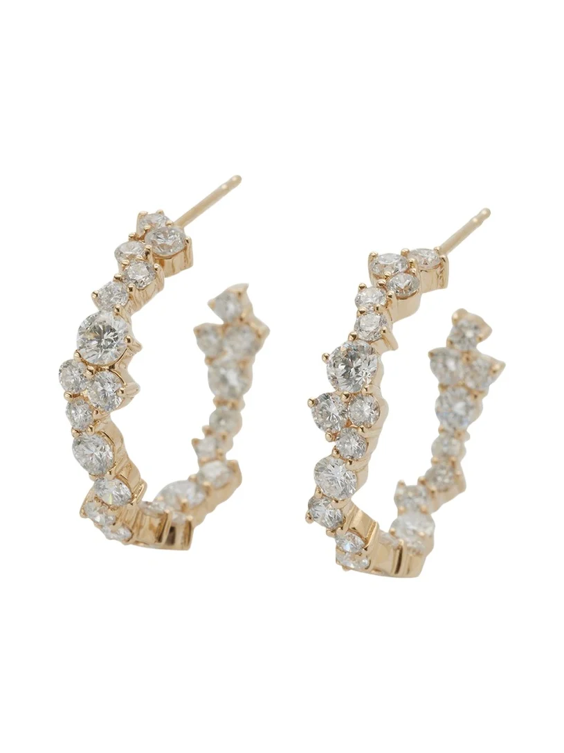 14k Gold 50-Diamond Hoop Earrings