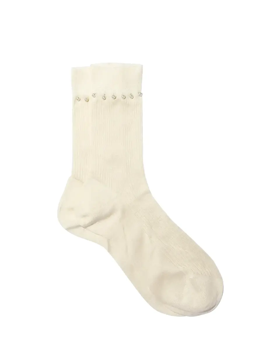 Maria La Rosa Piercing Ribbed Pearly-Embellished Silk Socks | Thumbnail 2