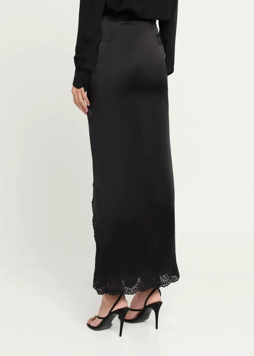 Valentino Garavani Lace-Trim Silk Satin Maxi Slit Skirt | Thumbnail 3 Valentino Garavani Lace-Trim Silk Satin Maxi Slit Skirt | Thumbnail 3