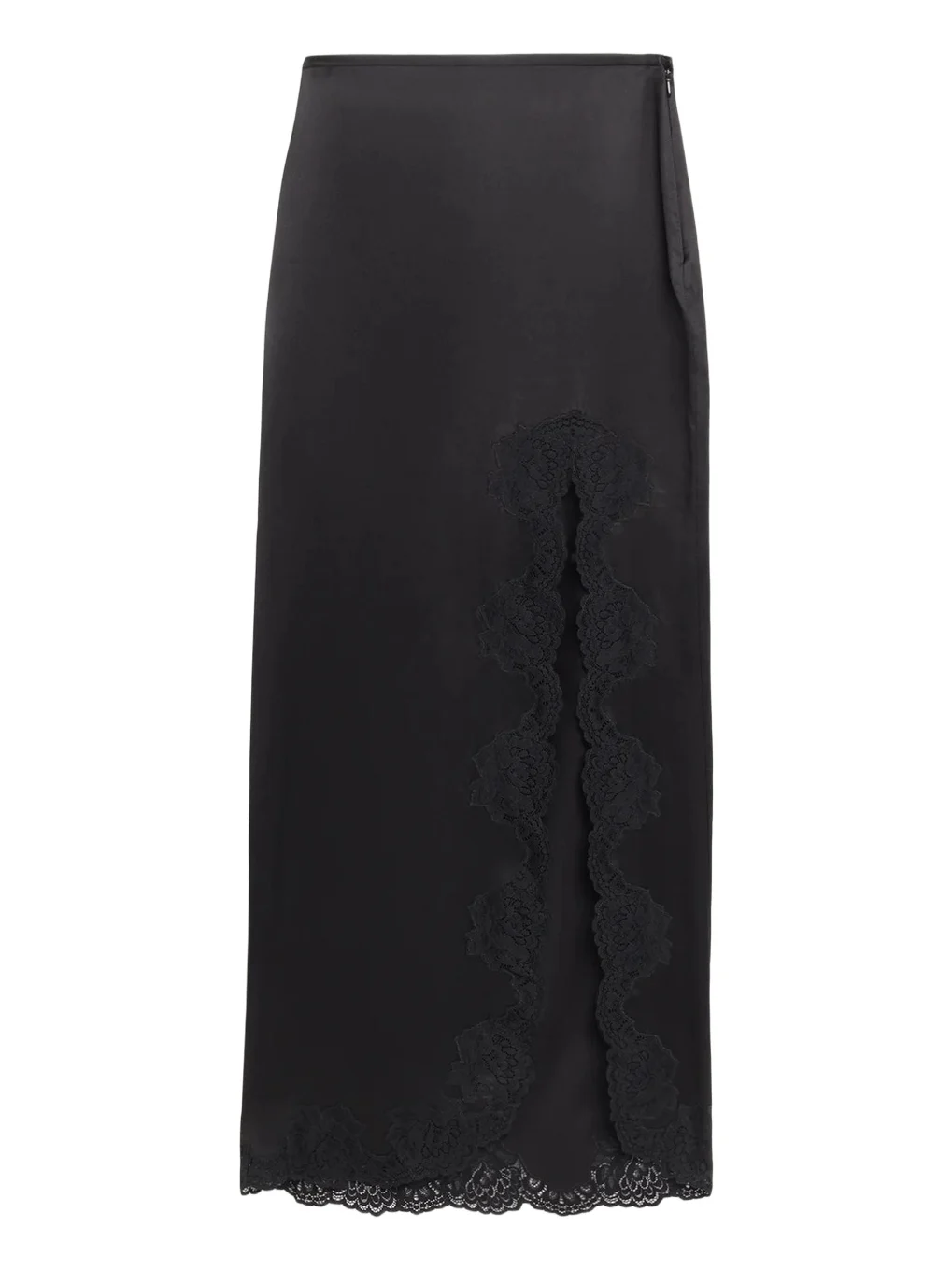 Valentino Garavani Lace-Trim Silk Satin Maxi Slit Skirt