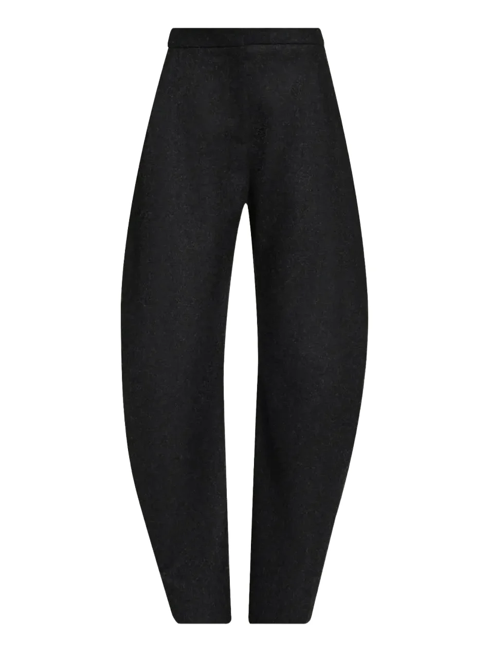 Round Wool Barrel-Leg Pants