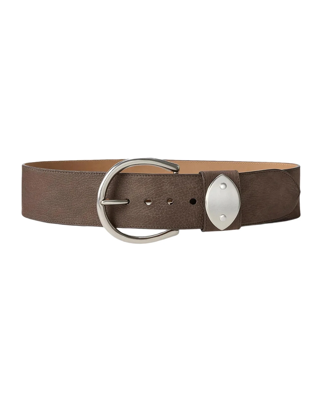 Nubuck Pebbled Leather Wide Belt