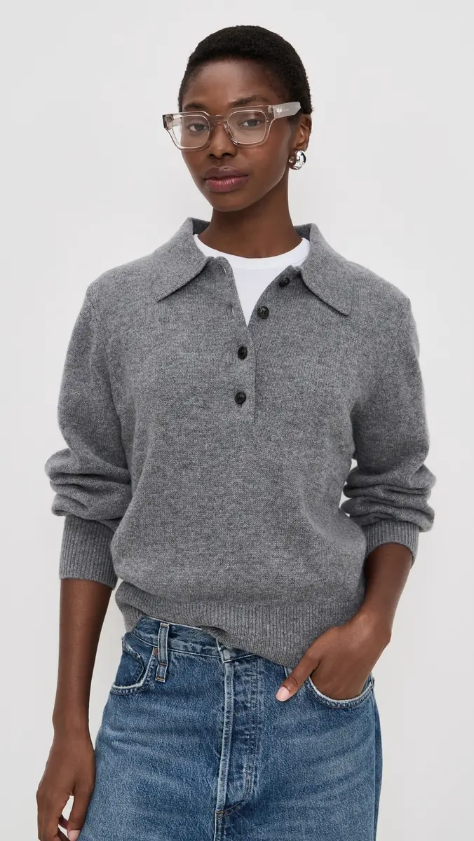 Sold Out NYC The Cashmere Polo in Heather Smoke Heather Smoke | Thumbnail 2