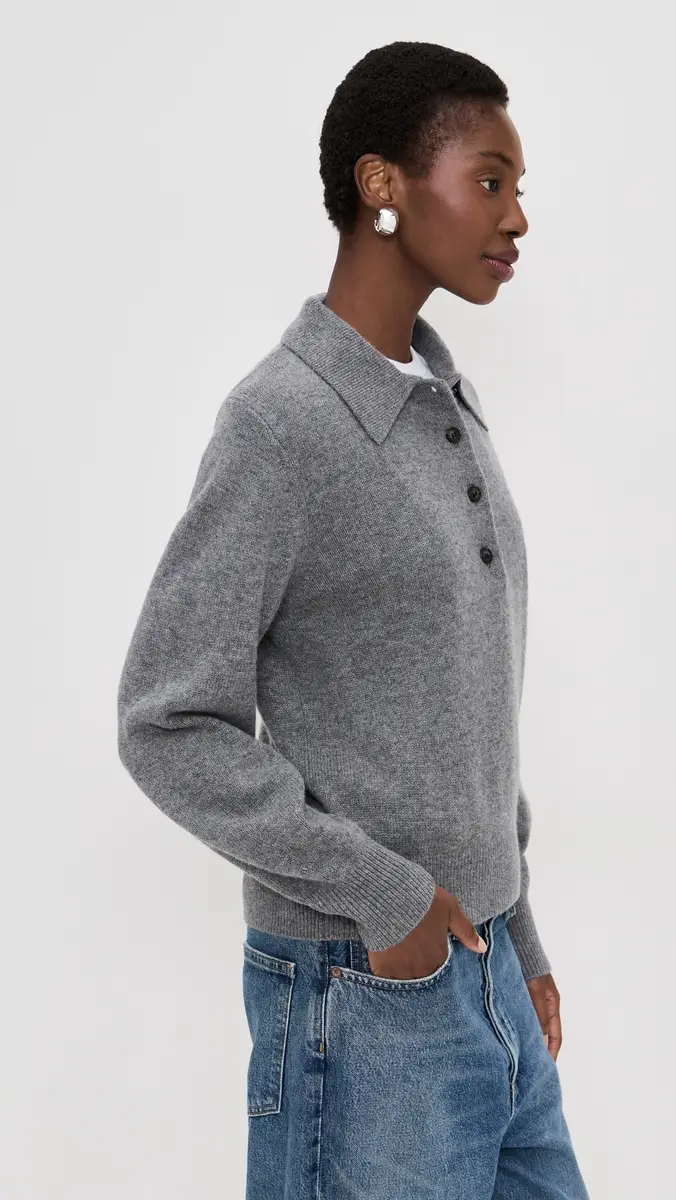 Sold Out NYC The Cashmere Polo in Heather Smoke Heather Smoke | Thumbnail 4