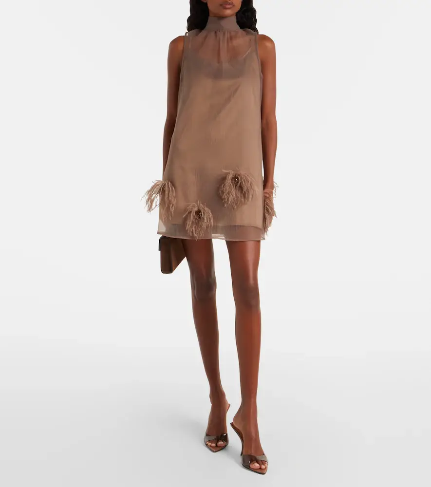 Staud Albee feather-trimmed minidress | Thumbnail 4