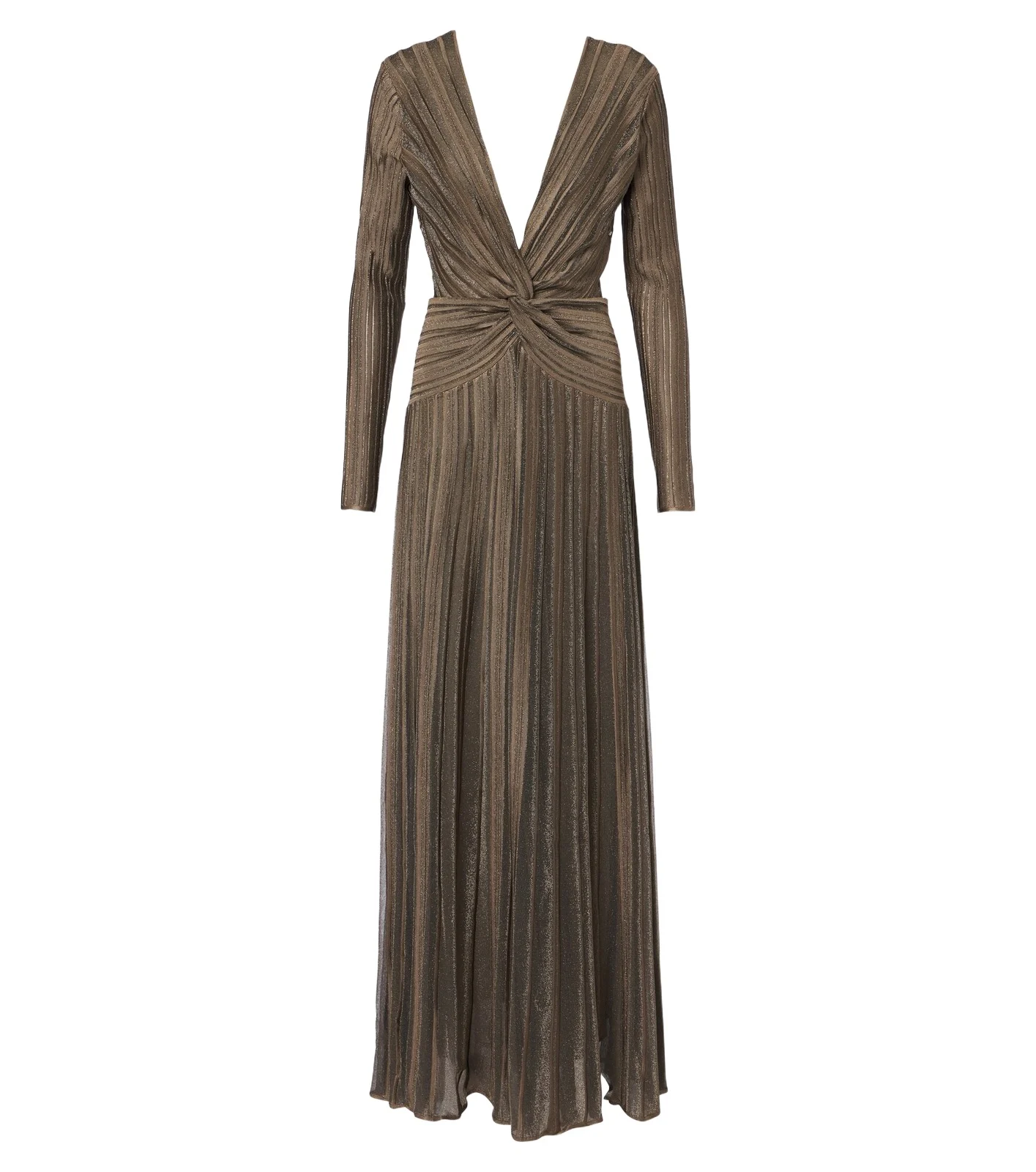 Dabney pleated silk-blend lamé gown