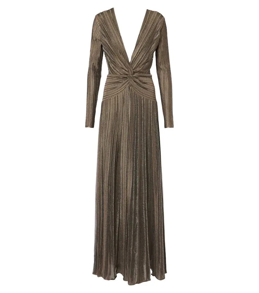Ralph Lauren Collection Dabney pleated silk-blend lamé gown