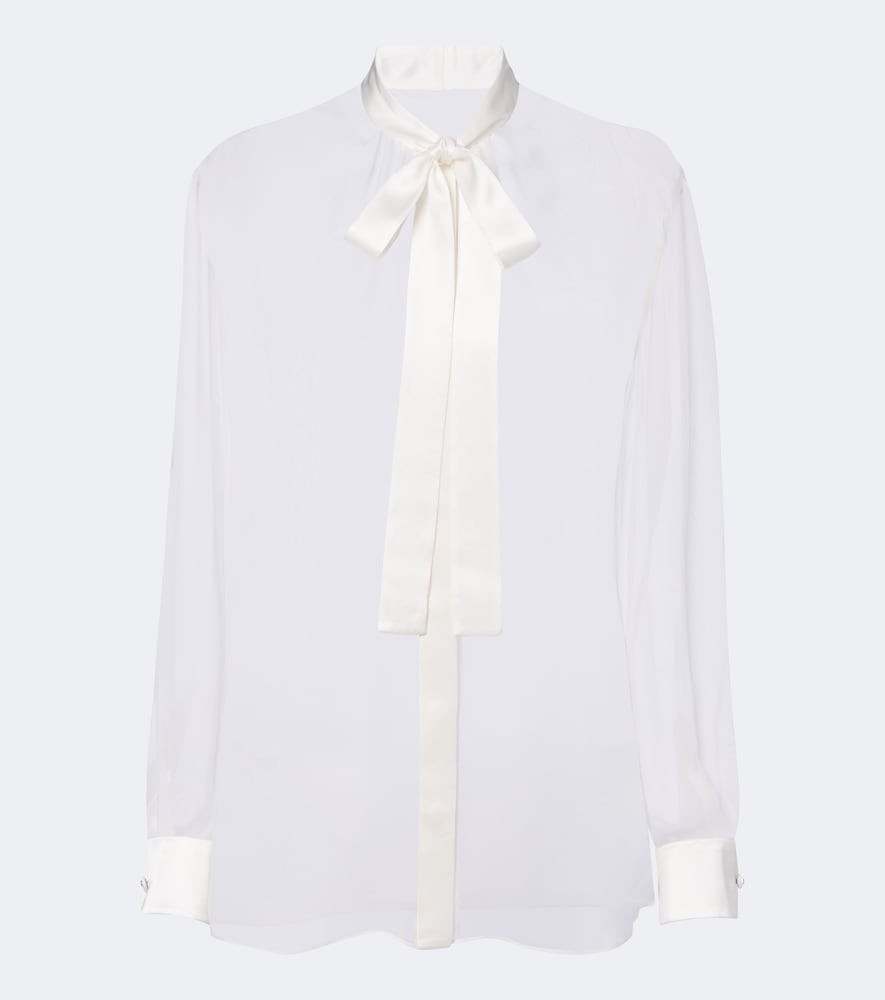 Bow-detail silk chiffon blouse