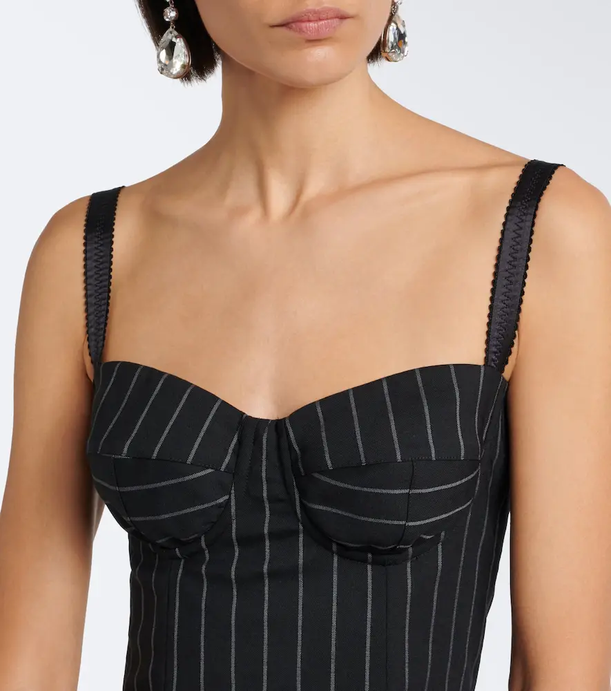 Dolce & Gabbana Pinstriped wool and silk bustier dress | Thumbnail 2 Dolce & Gabbana Pinstriped wool and silk bustier dress | Thumbnail 2