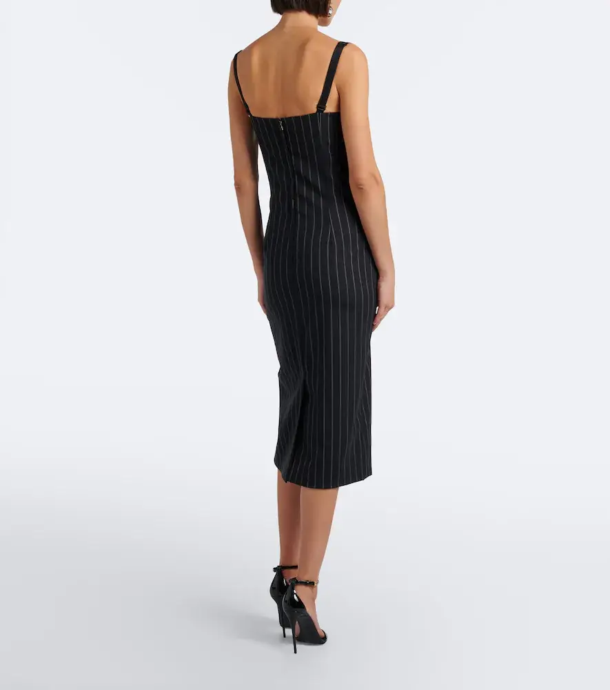 Dolce & Gabbana Pinstriped wool and silk bustier dress | Thumbnail 3 Dolce & Gabbana Pinstriped wool and silk bustier dress | Thumbnail 3