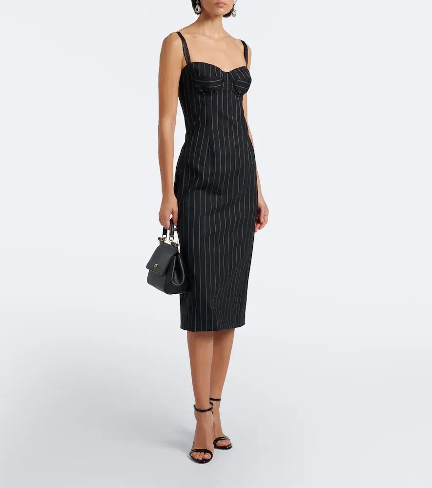 Dolce & Gabbana Pinstriped wool and silk bustier dress | Thumbnail 5 Dolce & Gabbana Pinstriped wool and silk bustier dress | Thumbnail 5