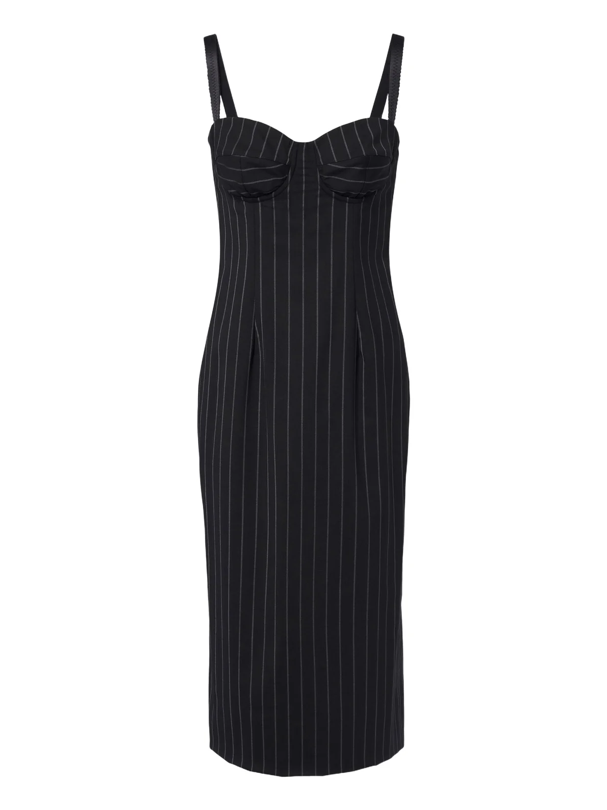 Dolce & Gabbana Pinstriped wool and silk bustier dress