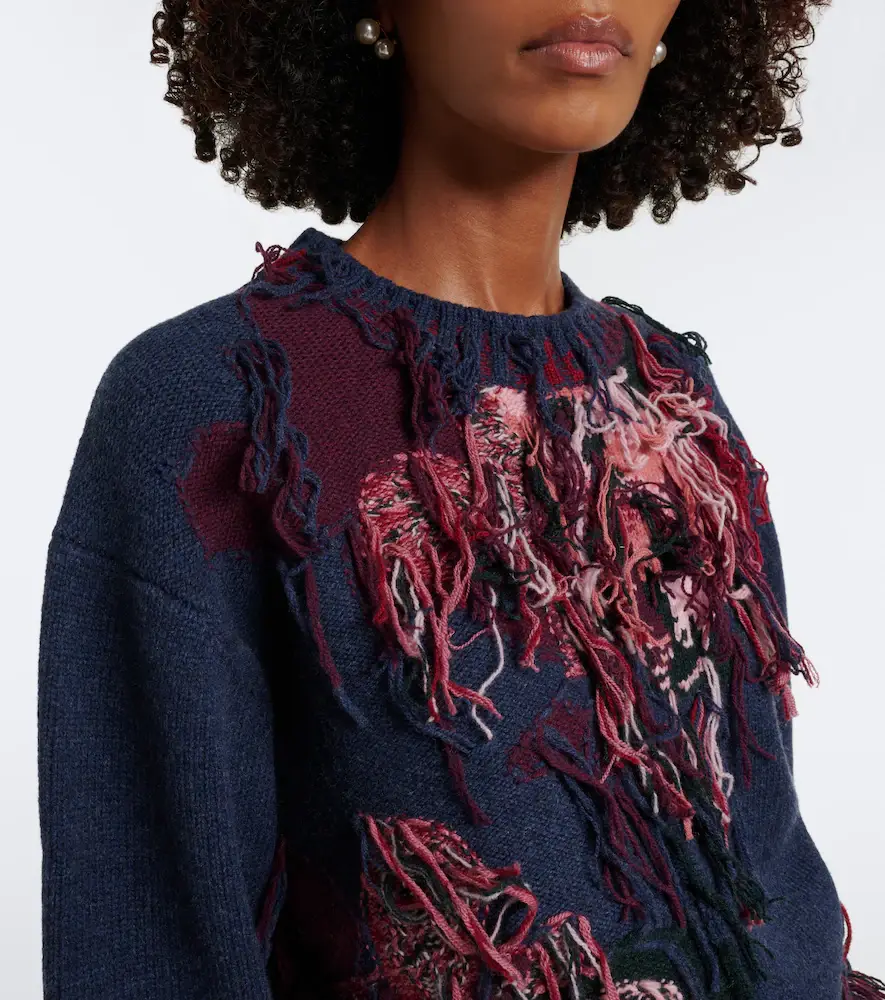 Erdem Fringed intarsia wool sweater | Thumbnail 3 Erdem Fringed intarsia wool sweater | Thumbnail 3