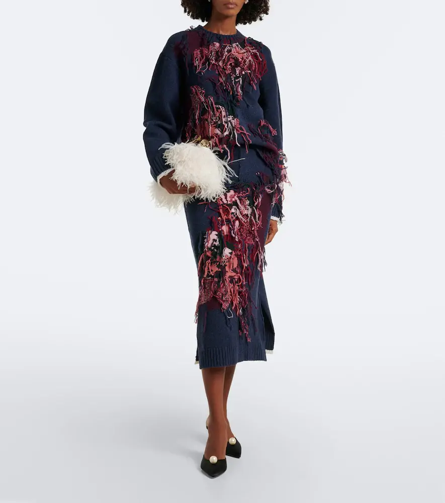 Erdem Fringed intarsia wool sweater | Thumbnail 4 Erdem Fringed intarsia wool sweater | Thumbnail 4
