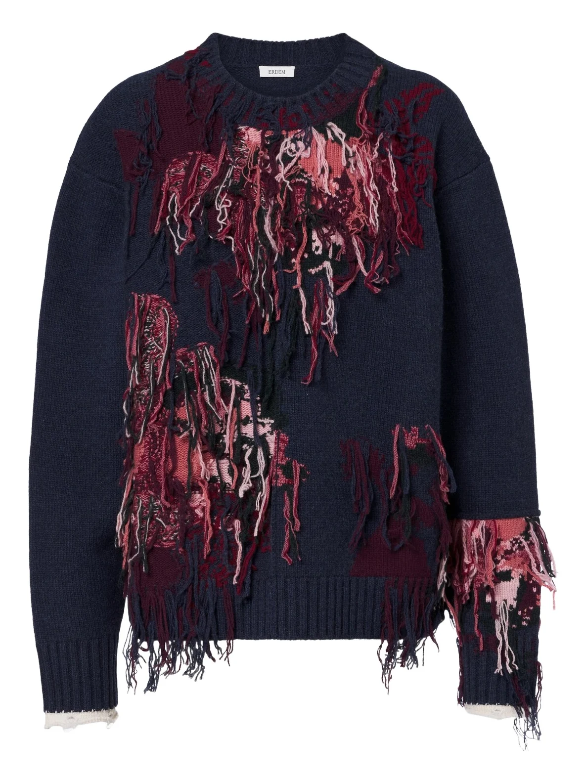 Erdem Fringed intarsia wool sweater