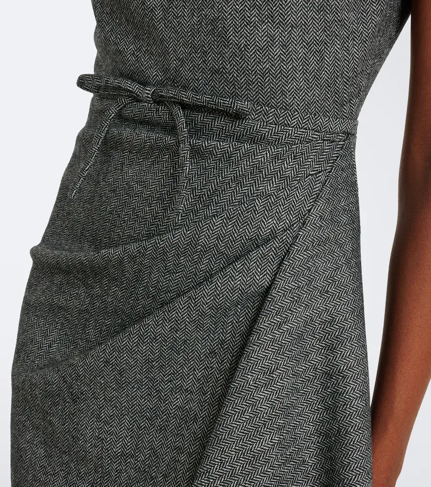 Erdem Bow-detail herringbone draped midi dress | Thumbnail 5 Erdem Bow-detail herringbone draped midi dress | Thumbnail 5