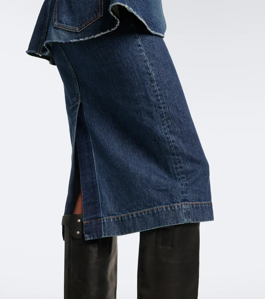 Sacai Belted peplum denim midi skirt | Thumbnail 3