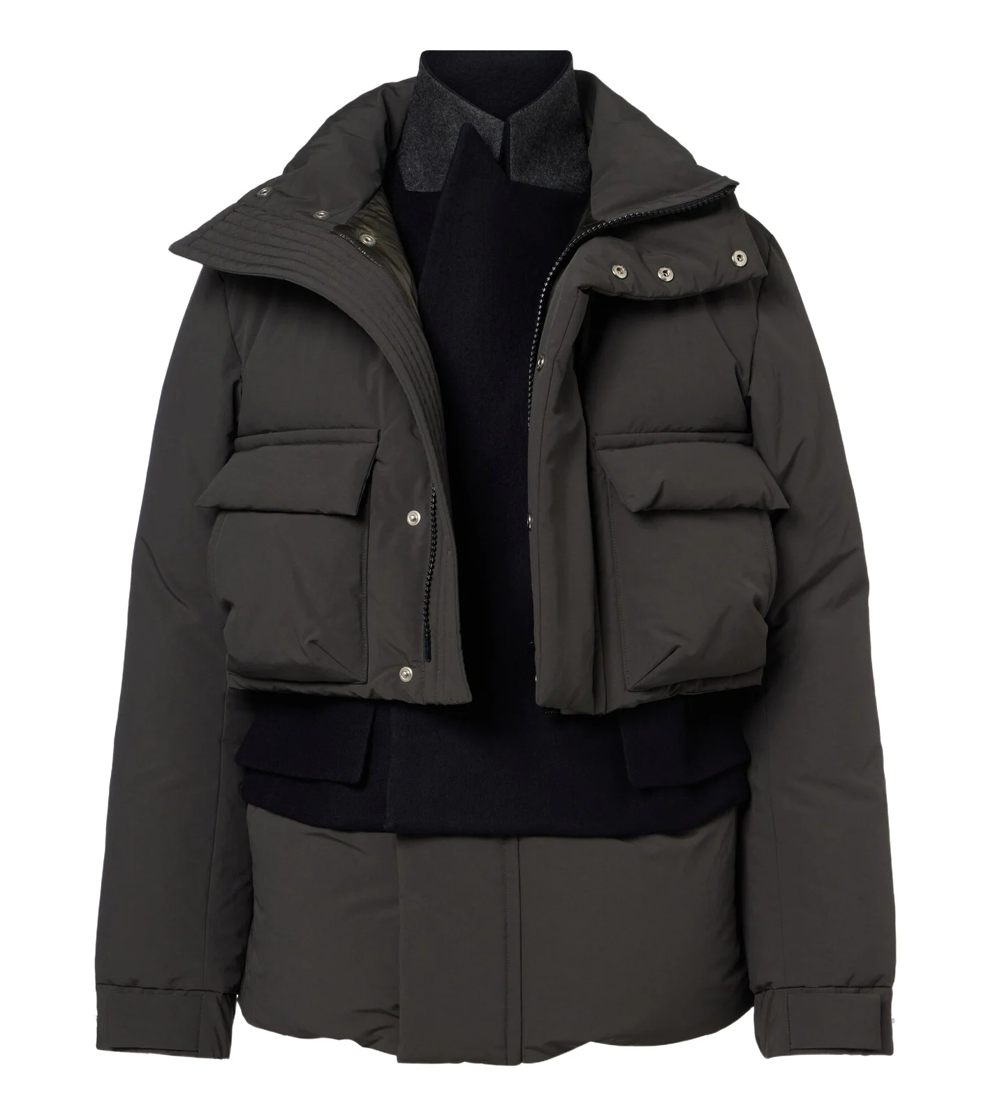 Layered wool-trimmed down jacket Layered wool-trimmed down jacket