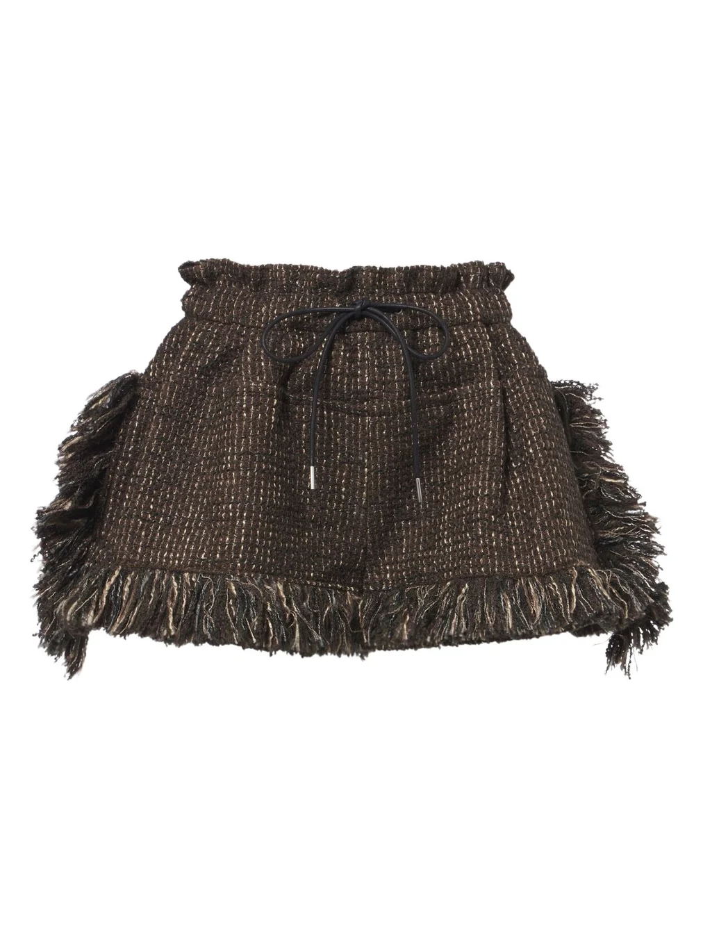 Sacai Fringed wool-blend tweed shorts