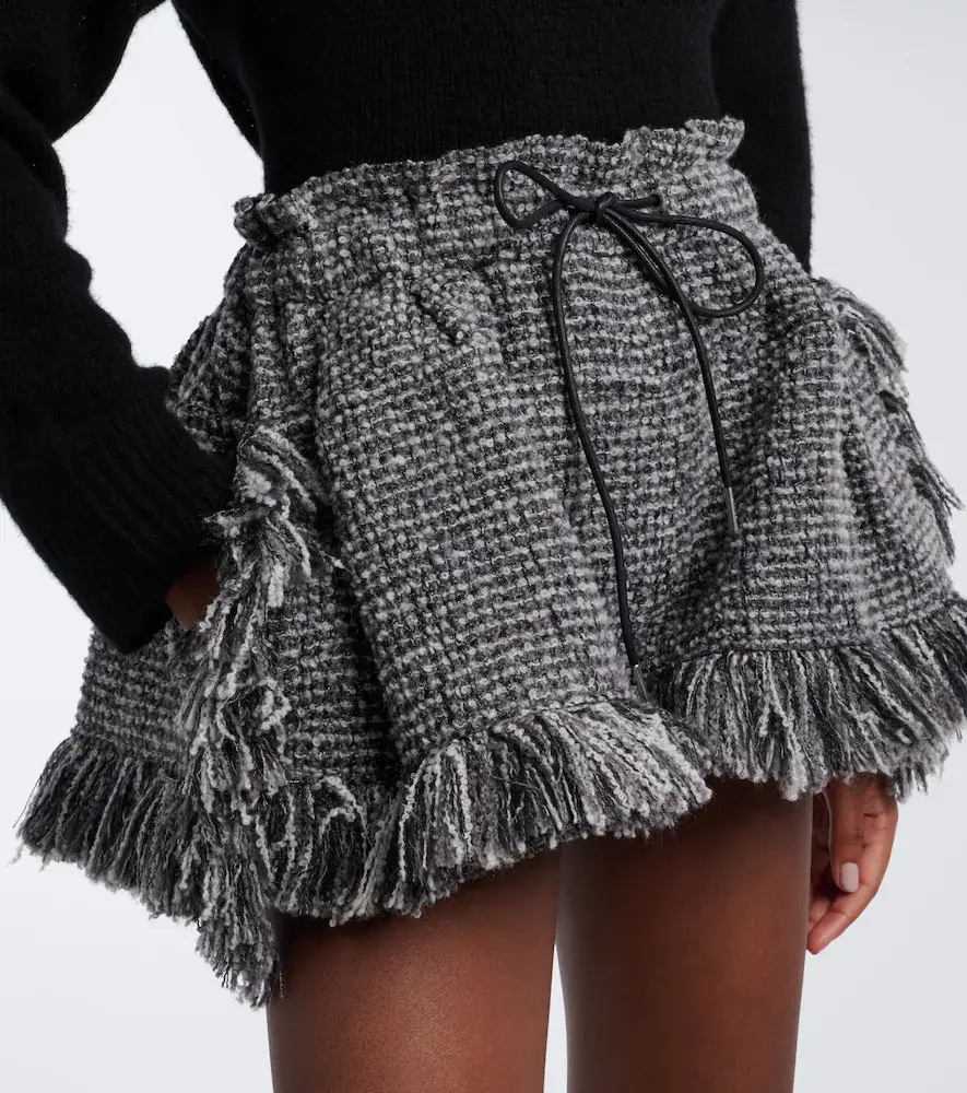 Sacai Fringed wool-blend tweed shorts | Thumbnail 5