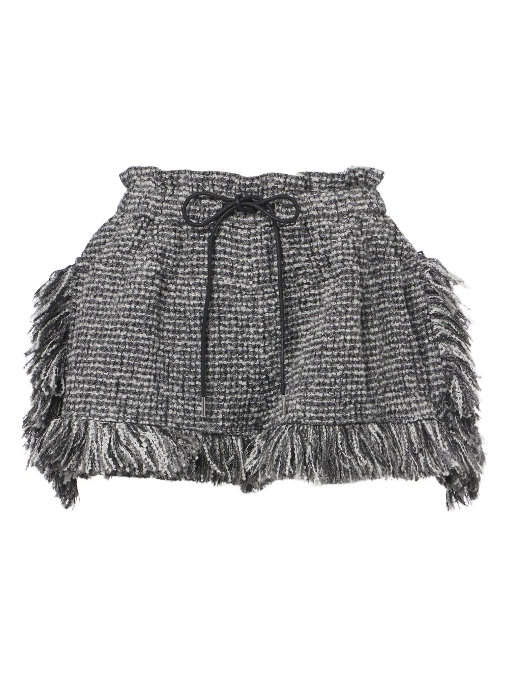 Sacai Fringed wool-blend tweed shorts